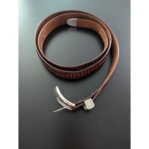 Vintage 1993 Onyx by‎ Brighton Western Leather Belt Brown Sz 54 (60" Length)